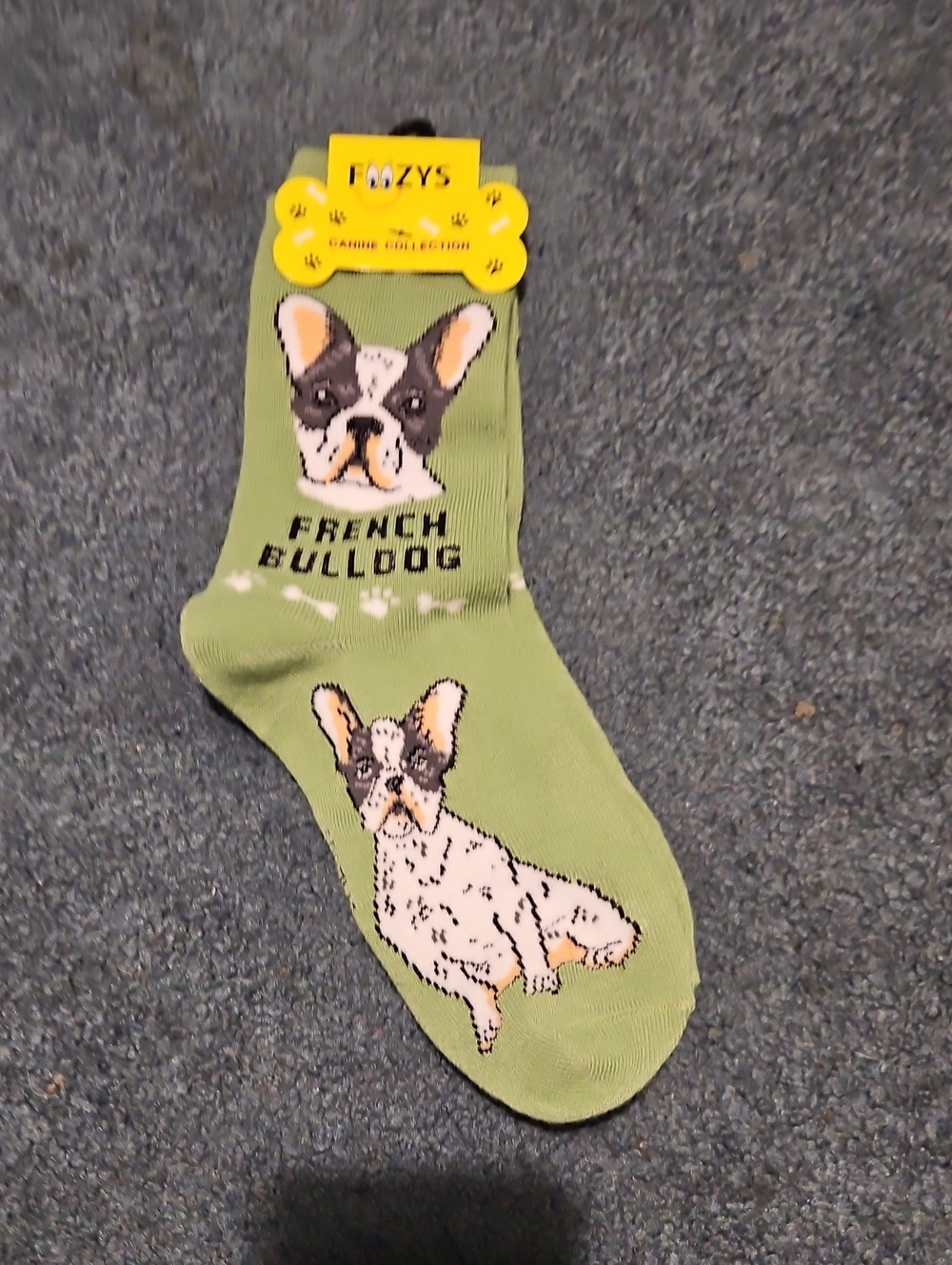 Fuzzy's Green French Bulldog Dog Socks